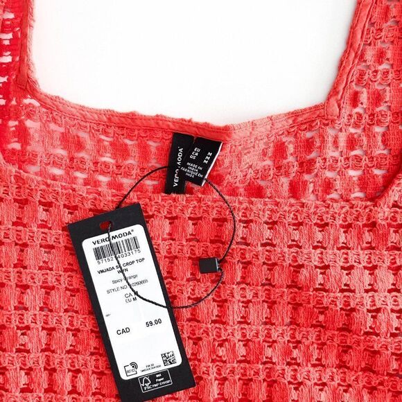 VERO MODA Broad Neck Knitted Crop Top // Size Medium // BNWT // Spicy orange - Picture 5 of 8